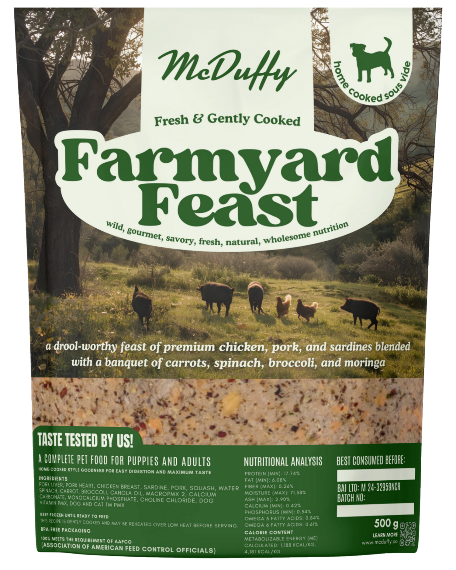 McDuffy's Fresh Home Cooked Complete Dog Food - 500 grams