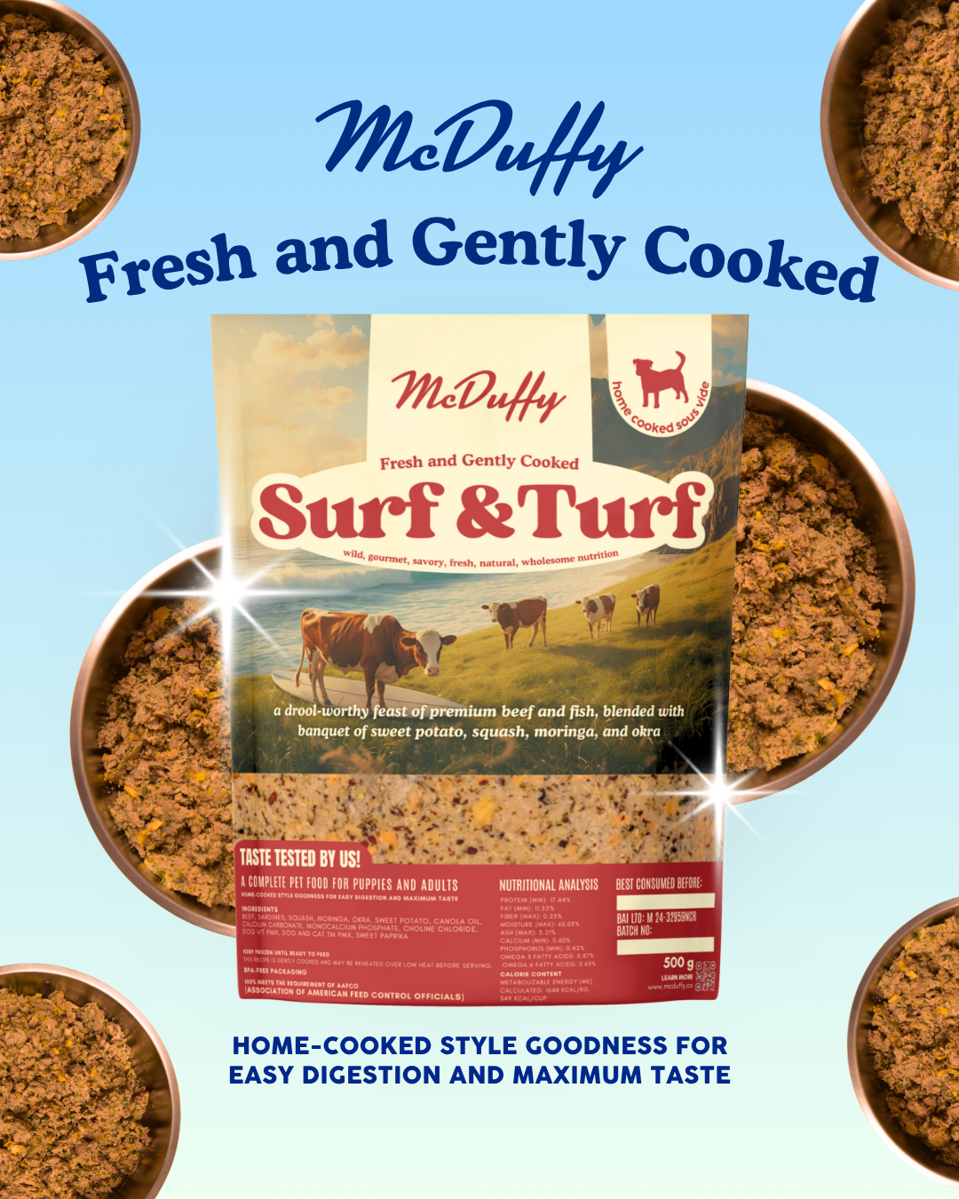 McDuffy's Fresh Home Cooked Complete Dog Food for Puppies and Adults